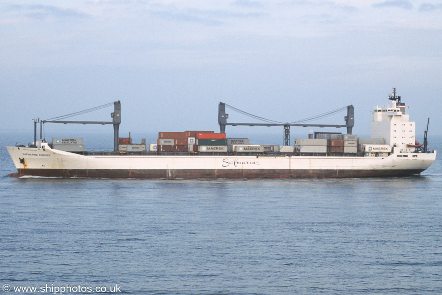 Photograph of the vessel  Safmarine Europe pictured on the Westerschelde passing Vlissingen on 19th June 2002