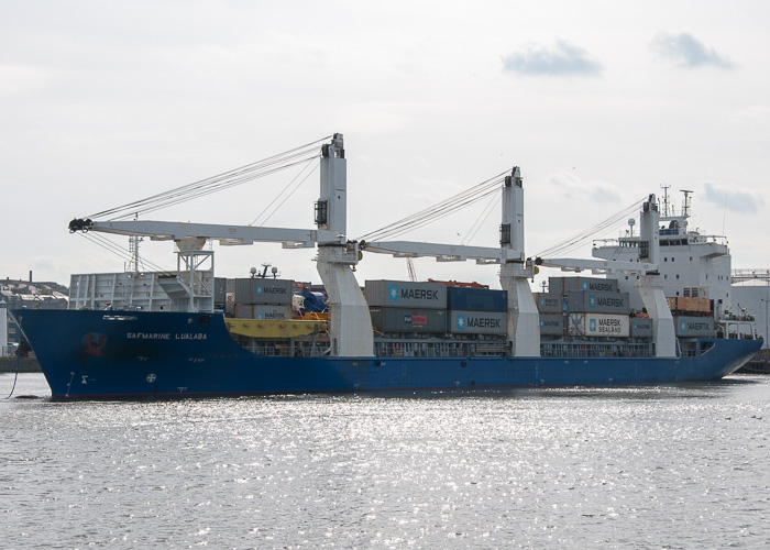 Photograph of the vessel  Safmarine Lualaba pictured departing Aberdeen on 3rd May 2014