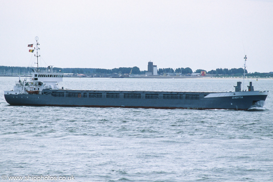 Photograph of the vessel  Sagitta pictured on the Westerschelde passing Vlissingen on 21st June 2002