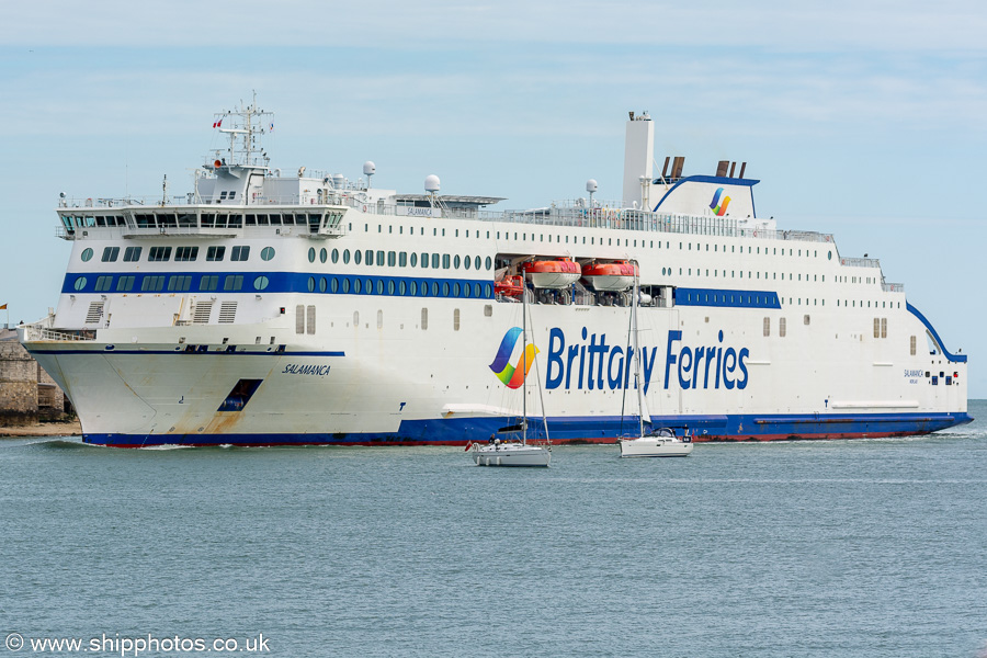Photograph of the vessel  Salamanca pictured arriving in Portsmouth Harbour on 18th April 2024
