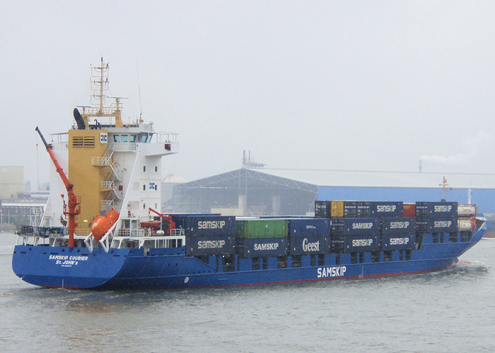 Photograph of the vessel  Samskip Courier pictured passing Vlaardingen on 25th June 2011