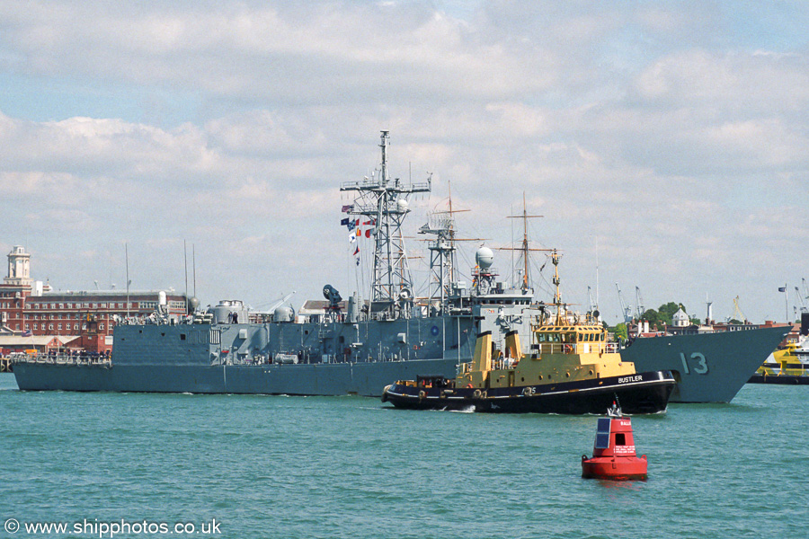 Photograph of the vessel USS Samuel Eliot Morison pictured departing Portsmouth on 28th August 2001