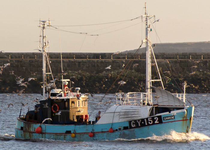 Photograph of the vessel fv Sanrene pictured passing North Shields on 30th December 2014