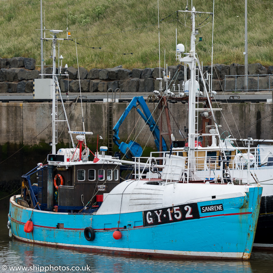 Photograph of the vessel fv Sanrene pictured at Eyemouth on 5th July 2015