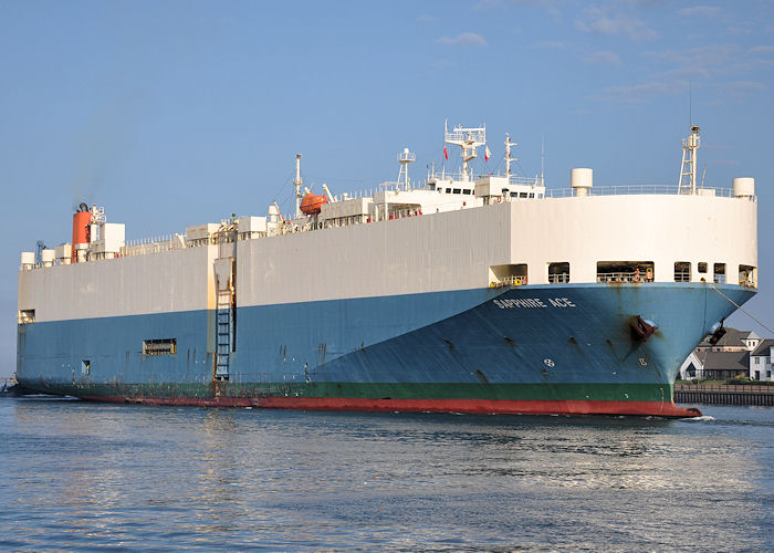 Photograph of the vessel  Sapphire Ace pictured passing North Shields on 22nd August 2013