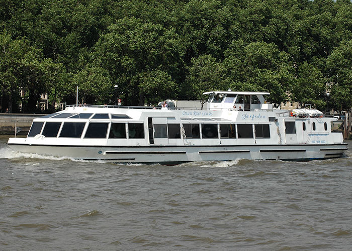 Photograph of the vessel  Sarpedon pictured in London on 11th June 2009