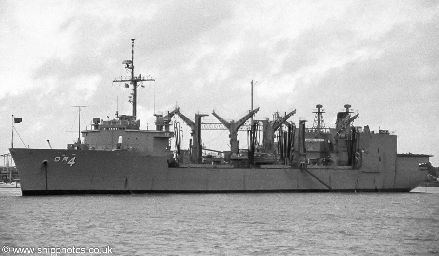 Photograph of the vessel USS Savannah pictured at Gosport Fuel Jetty on 19th March 1989