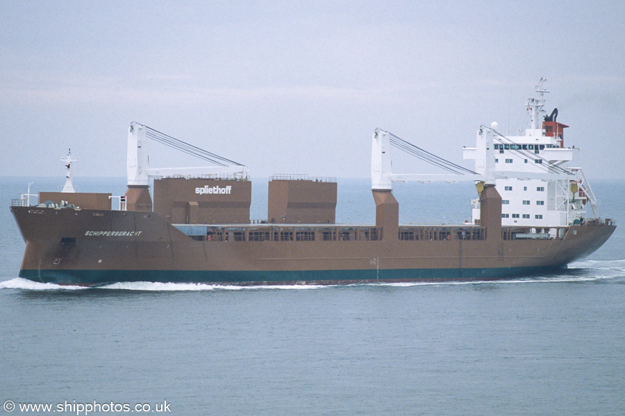 Photograph of the vessel  Schippersgracht pictured on the Westerschelde passing Vlissingen on 22nd June 2002