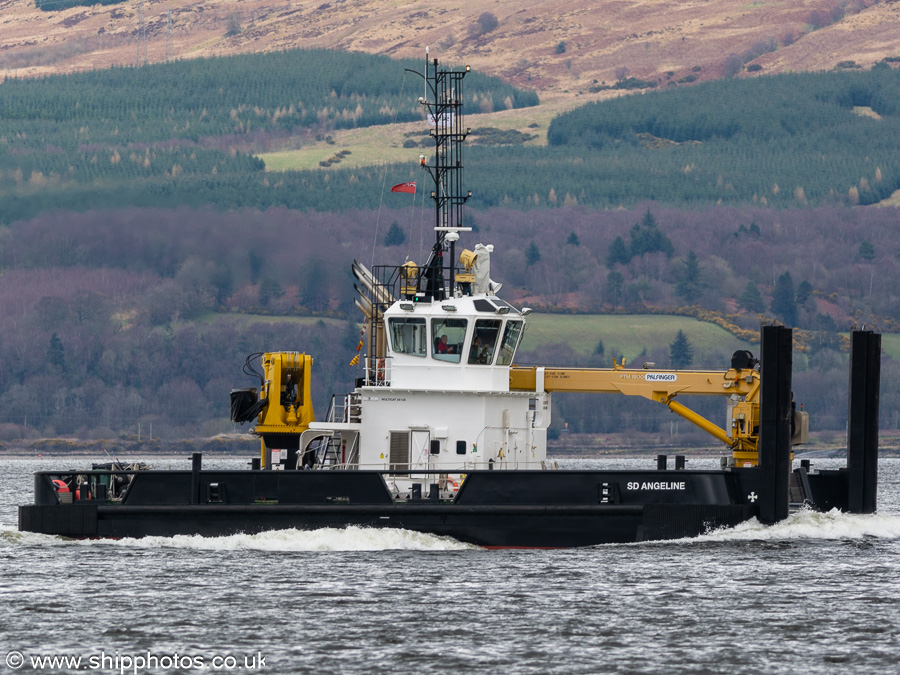 Photograph of the vessel  SD Angeline pictured passing Greenock on 25th March 2023