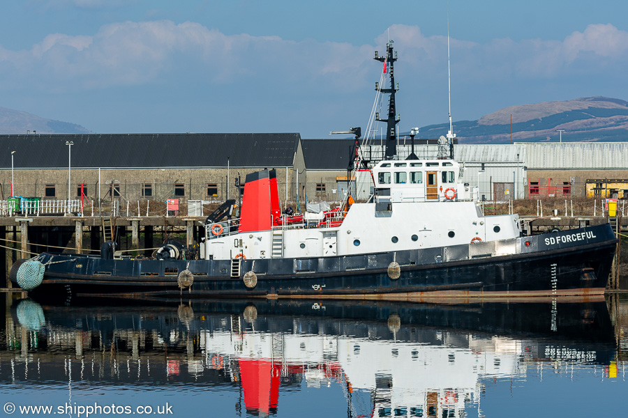 SD Forceful pictured in the Great Harbour, Greenock on 26th March 2022