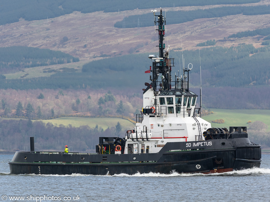 Photograph of the vessel  SD Impetus pictured passing Greenock on 23rd March 2023