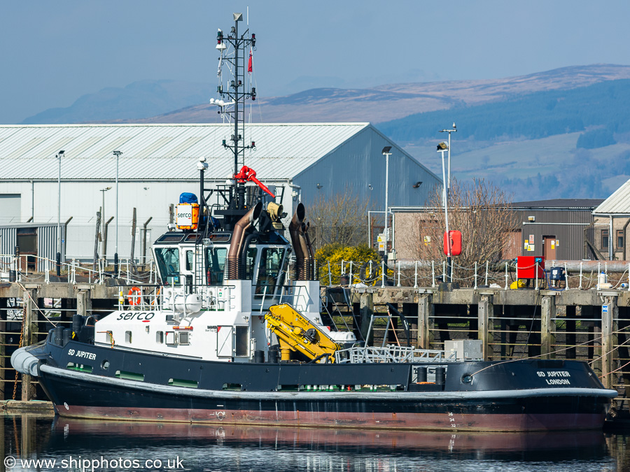 Photograph of the vessel  SD Jupiter pictured in the Great Harbour, Greenock on 26th March 2022