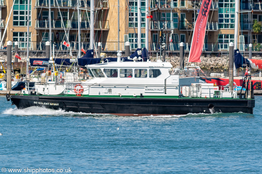 Photograph of the vessel pv SD Solent Spirit pictured in Portsmouth Harbour on 7th July 2023