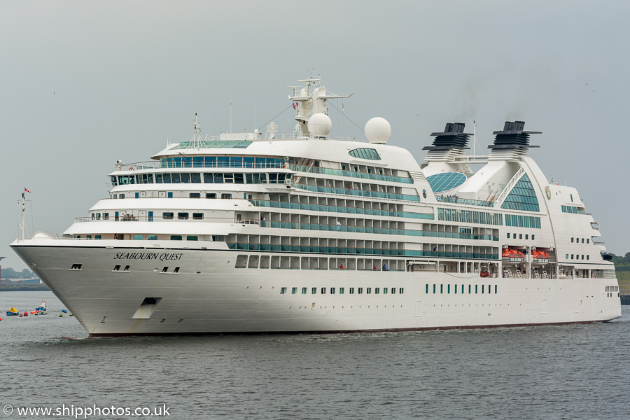 Photograph of the vessel  Seabourn Quest pictured passing North Shields on 29th June 2019