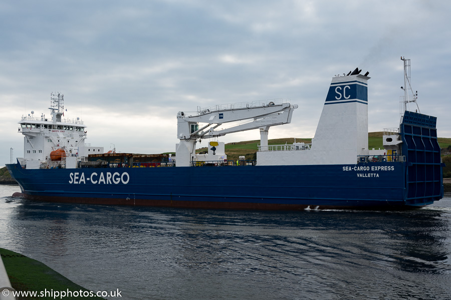 Photograph of the vessel  Sea-Cargo Express pictured departing Aberdeen on 20th September 2015