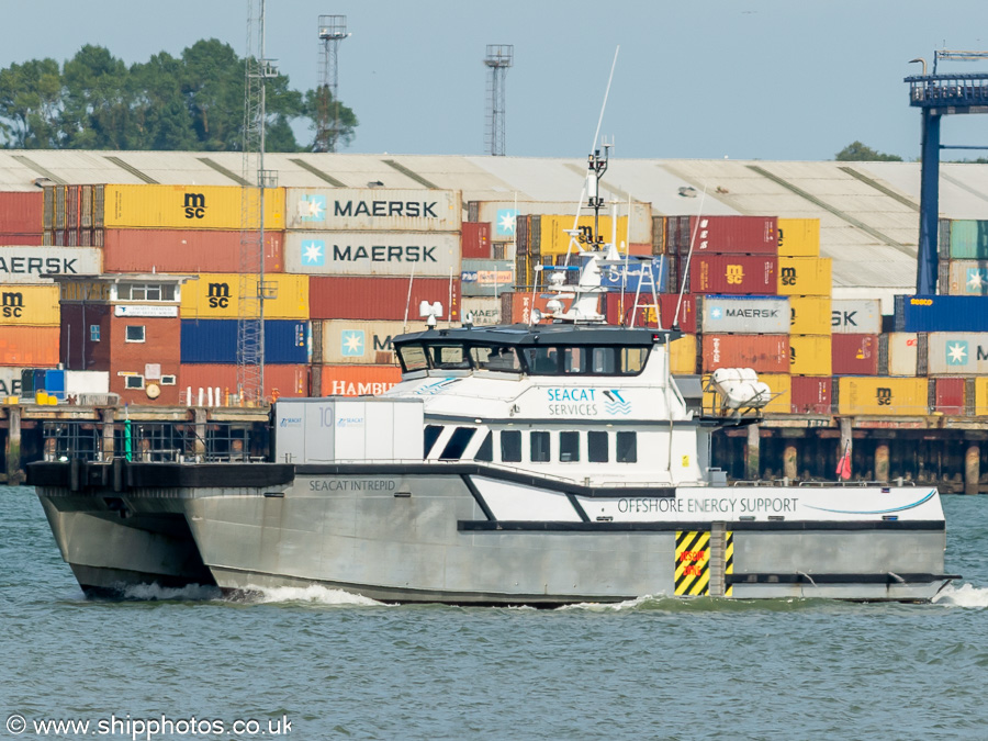 Photograph of the vessel  Seacat Intrepid pictured approaching Parkeston Quay on 16th August 2024