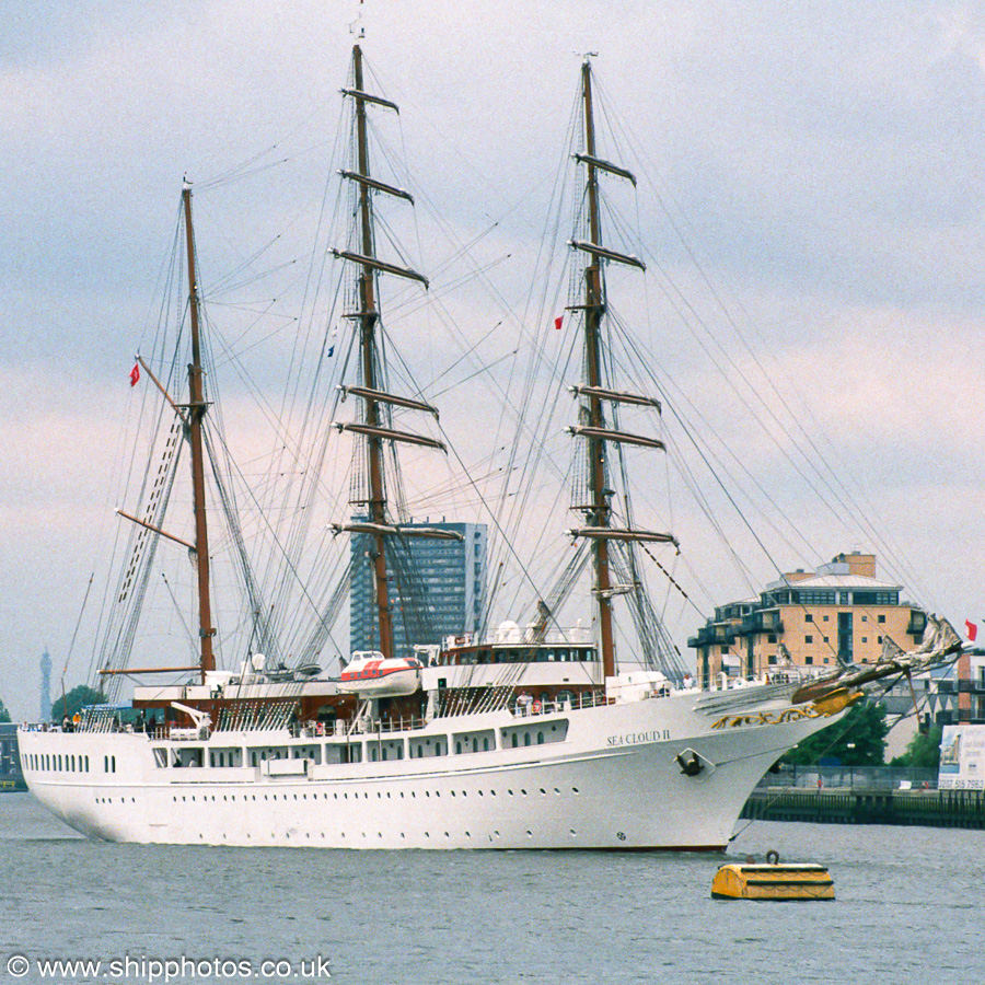 Photograph of the vessel  Sea Cloud II pictured passing Greenwich on 19th July 2001