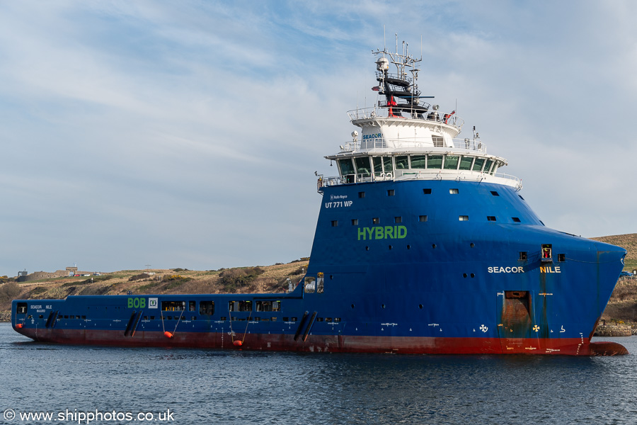 Photograph of the vessel  Seacor Nile pictured arriving at Aberdeen on 19th March 2025