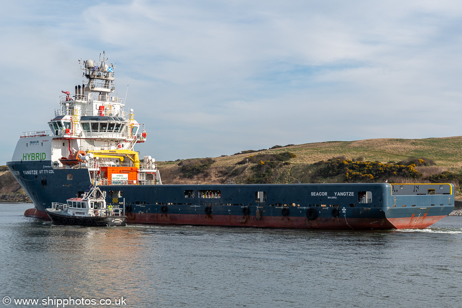 Photograph of the vessel  Seacor Yangtze pictured departing Aberdeen on 19th March 2025