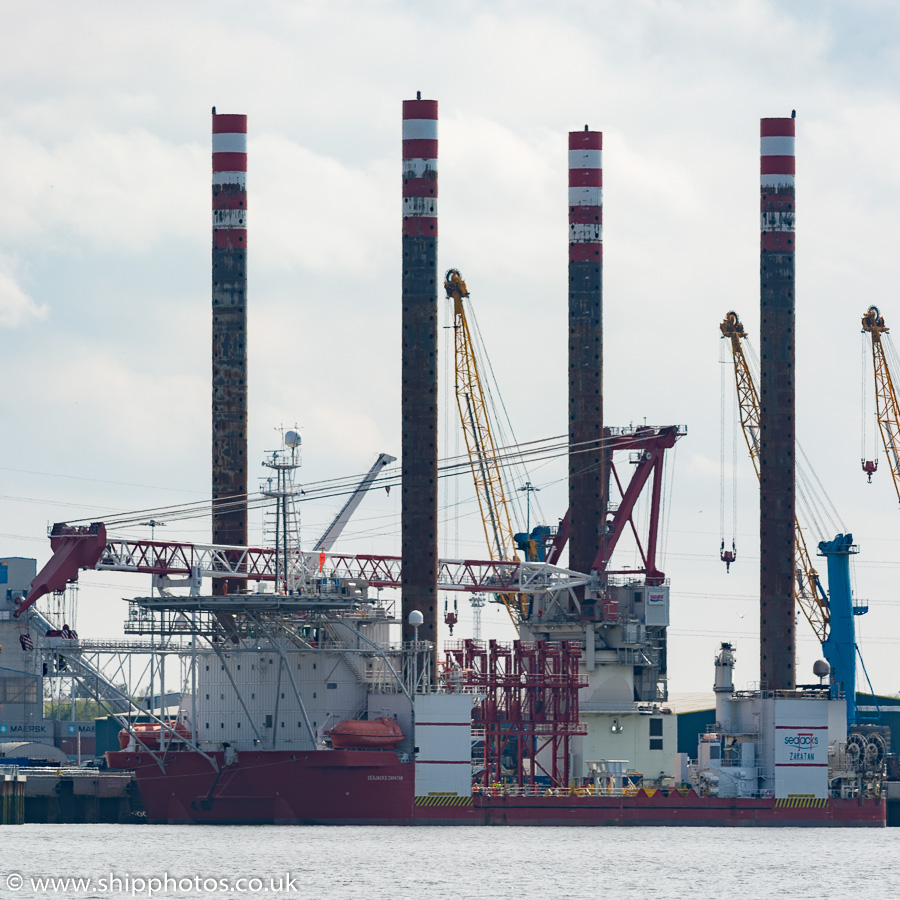 Photograph of the vessel  Seajacks Zaratan pictured at South Shields on 28th May 2016