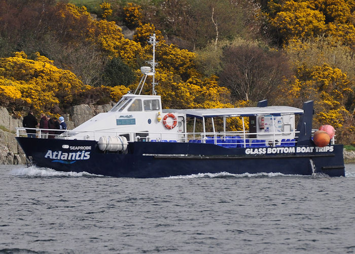 Photograph of the vessel  Seaprobe Atlantis pictured at Kyle of Lochalsh on 10th April 2012