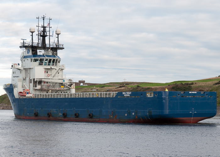 Photograph of the vessel  Sea Trout pictured departing Aberdeen on 11th October 2014