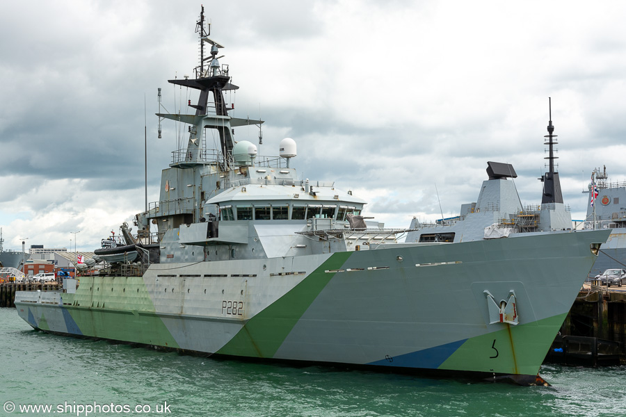 Photograph of the vessel HMS Severn pictured in Portsmouth Naval Base on 19th April 2024