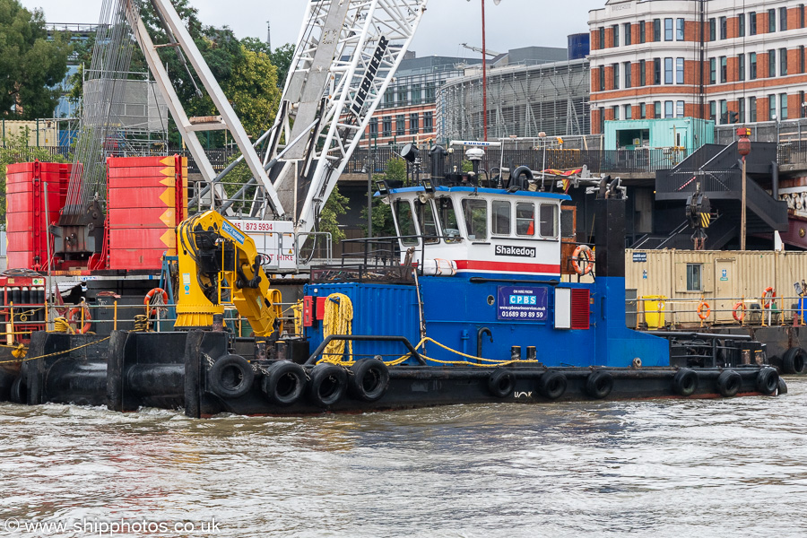 Photograph of the vessel  Shakedog pictured at Blackfriars on 20th July 2025
