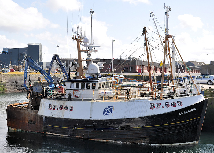 Photograph of the vessel fv Shalanna pictured at Fraserburgh on 15th April 2012