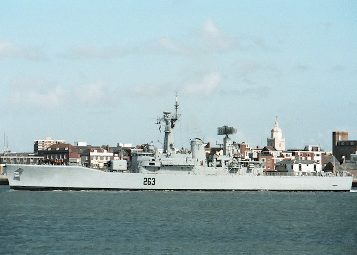 Photograph of the vessel PNS Shamsher pictured entering Portsmouth Harbour on 26th July 1988