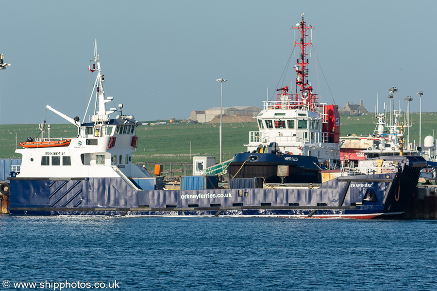 Photograph of the vessel  Shapinsay pictured at Kirkwall on 16th May 2024