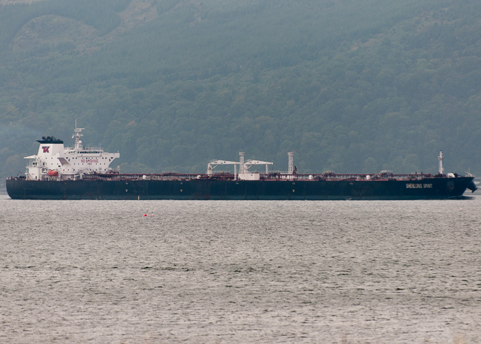 Photograph of the vessel  Shenlong Spirit pictured approaching Finnart on 18th September 2014