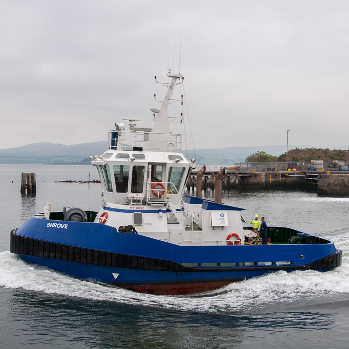 Photograph of the vessel  Shrove pictured departing James Watt Dock, Greenock on 19th September 2014