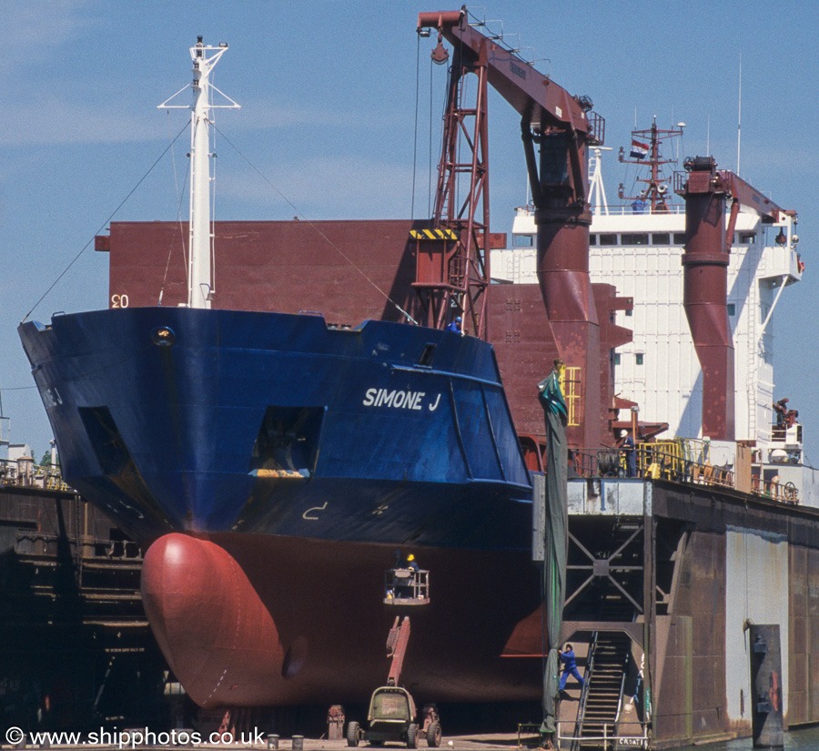 Photograph of the vessel  Simone J pictured in Wiltonhaven, Rotterdam on 17th June 2002