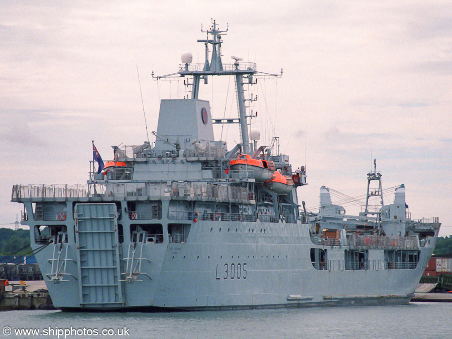 Photograph of the vessel RFA Sir Galahad pictured at Marchwood Military Port on 22nd July 2001