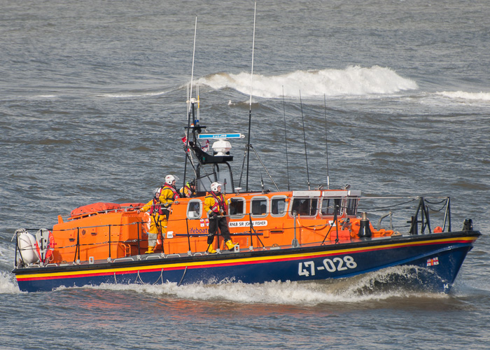Photograph of the vessel RNLB Sir John Fisher pictured at Workington on 22nd March 2014
