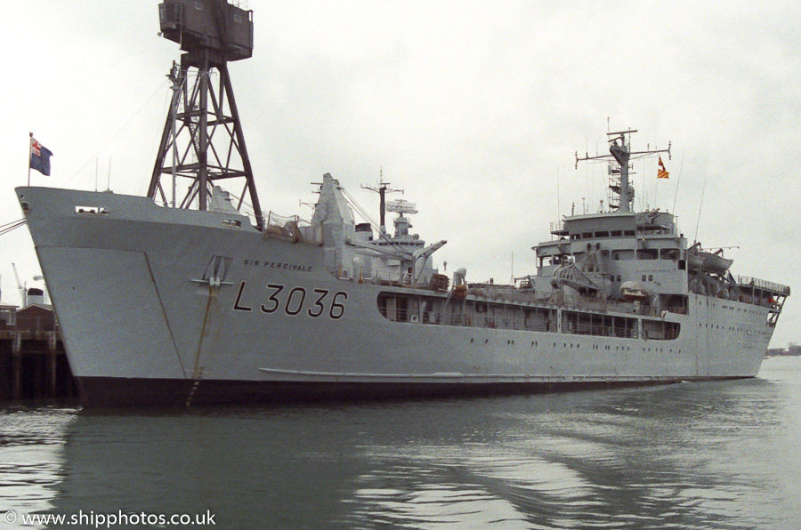 Sir Percivale pictured in Portsmouth Naval Base on 30th April 1989