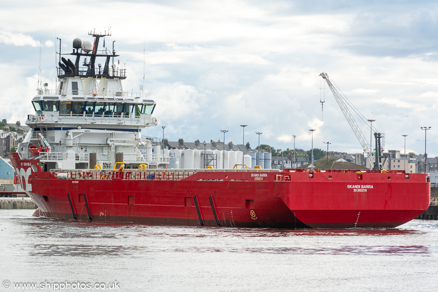 Photograph of the vessel  Skandi Barra pictured at Aberdeen on 7th August 2023