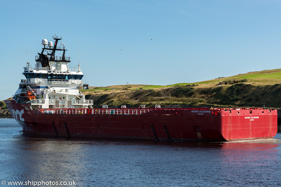 Photograph of the vessel  Skandi Caledonia pictured departing Aberdeen on 19th September 2015