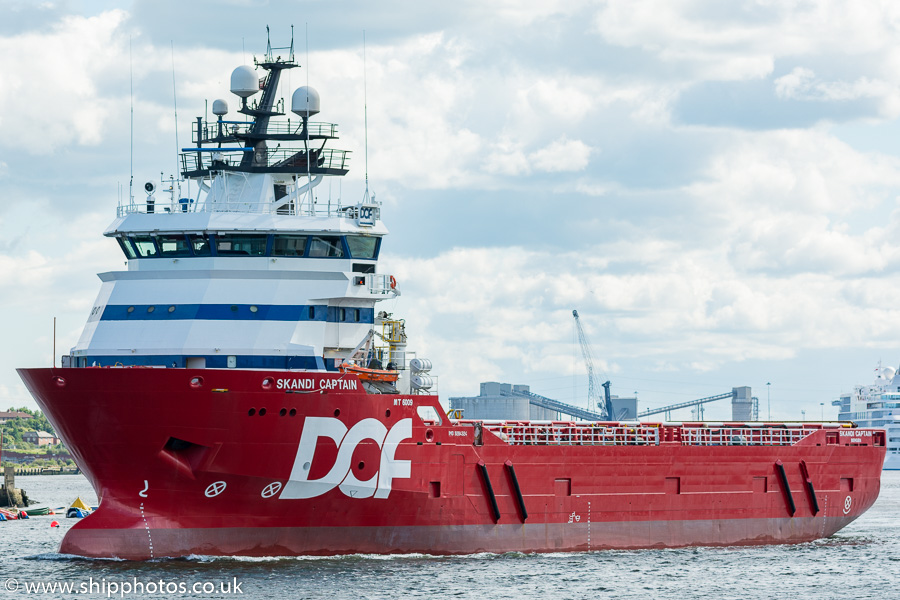 Photograph of the vessel  Skandi Captain pictured passing North Shields on 20th June 2019