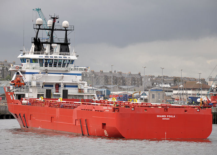Photograph of the vessel  Skandi Foula pictured at Aberdeen on 15th May 2013