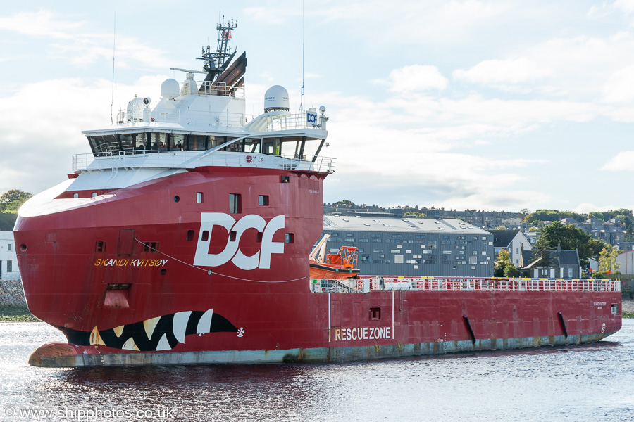 Photograph of the vessel  Skandi Kvitsøy pictured departing Aberdeen on 13th October 2021