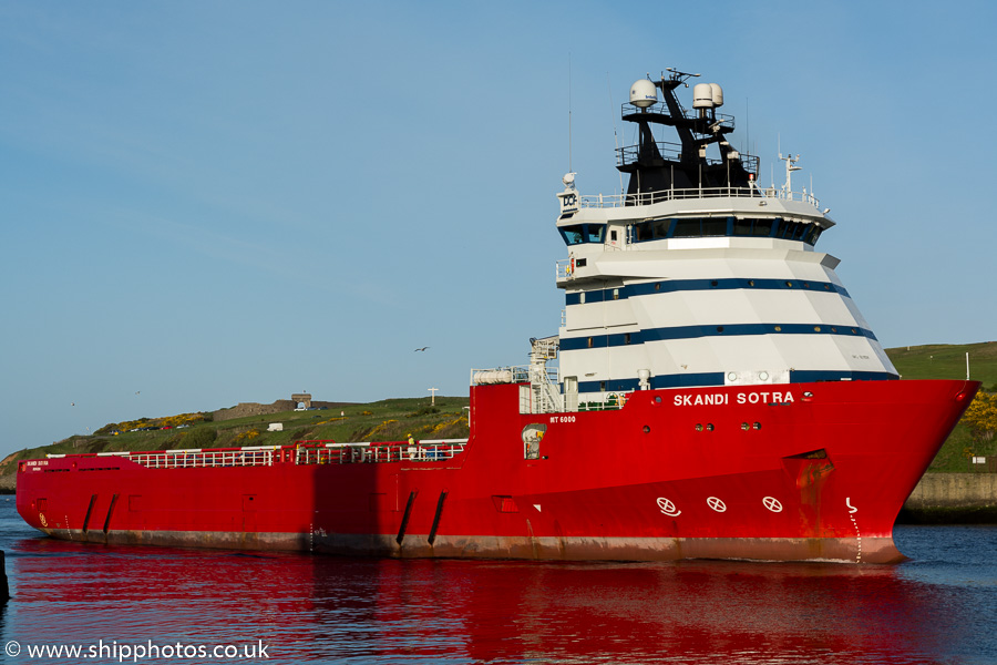 Photograph of the vessel  Skandi Sotra pictured arriving at Aberdeen on 22nd May 2015