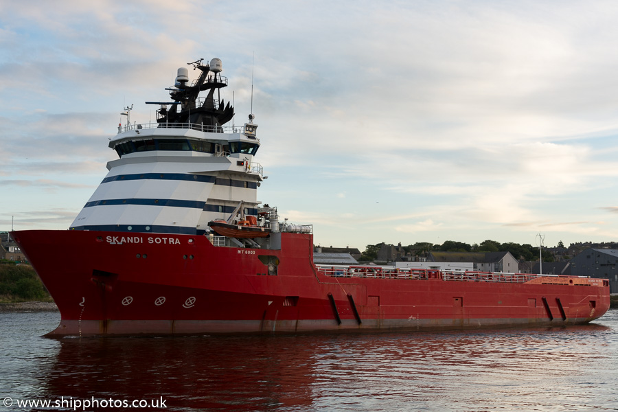 Photograph of the vessel  Skandi Sotra pictured departing Aberdeen on 18th September 2015