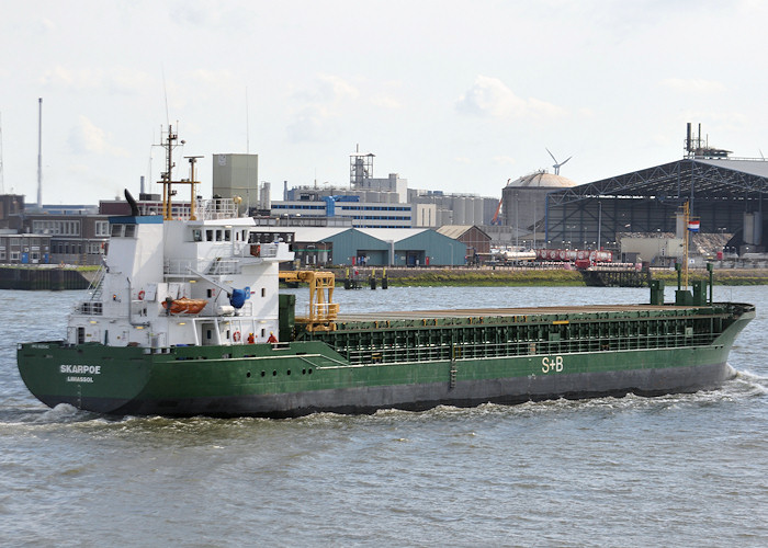 Photograph of the vessel  Skarpoe pictured passing Vlaardingen on 24th June 2011
