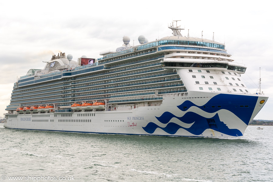Photograph of the vessel  Sky Princess pictured departing Southampton on 8th July 2023