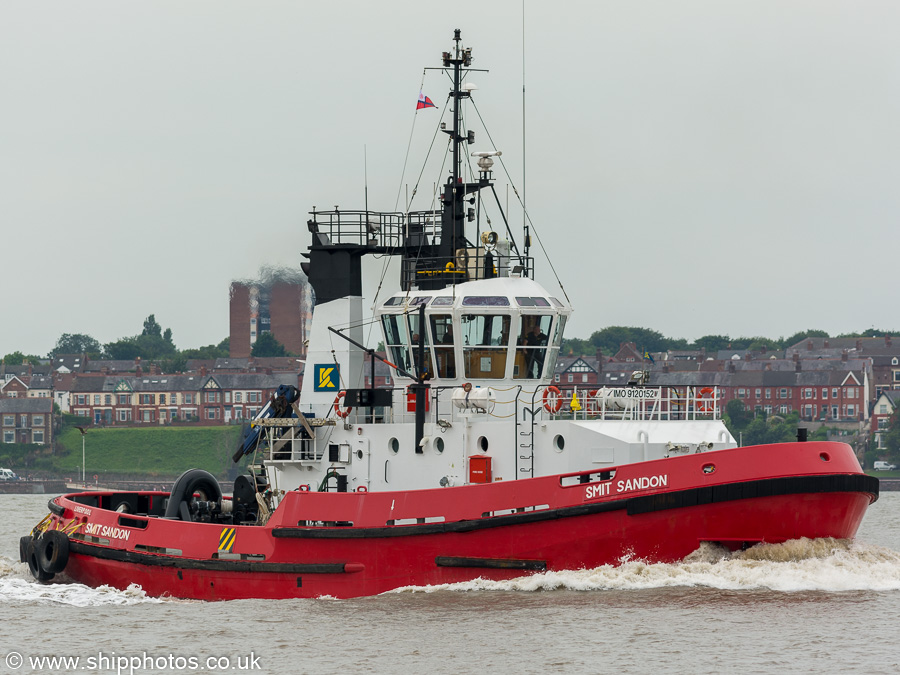 Photograph of the vessel  Smit Sandon  pictured on the River Mersey on 3rd August 2019
