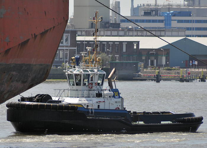 Photograph of the vessel  Smit Schelde pictured passing Vlaardingen on 27th June 2011