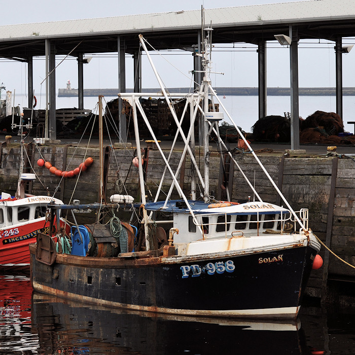 Photograph of the vessel fv Solan pictured at the Fish Quay, North Shields on 24th August 2012
