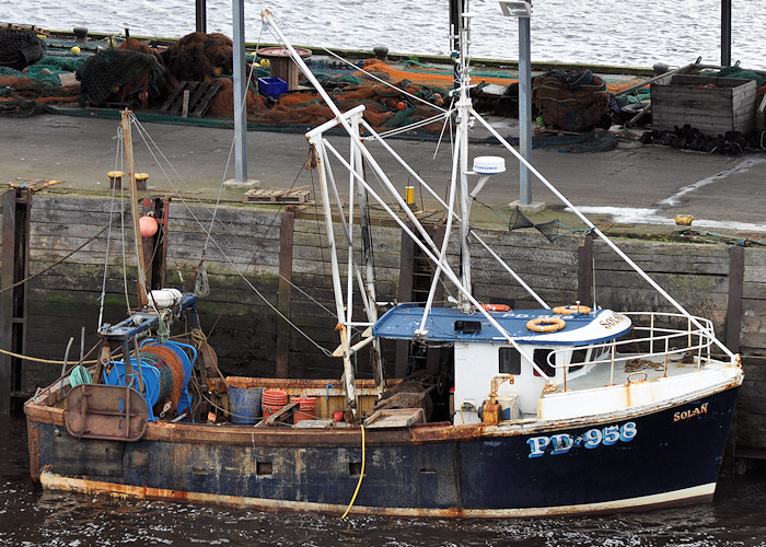 Photograph of the vessel fv Solan pictured at the Fish Quay, North Shields on 27th August 2012